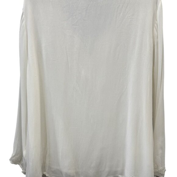 Notations Womens Cream Embroidered Tie-Front Blouse 2X Long Sleeve Tunic Top NWT - Picture 5 of 8